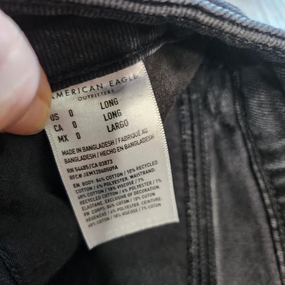 American Eagle Outfitters Distressed  Black Wash Denim Long Skinny Jeans - Picture 5 of 10